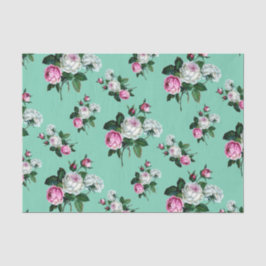 Vintages Shabby Chic-Rosa-weißes Rosen-Muster Seidenpapier