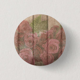 Vintages Shabby Chic verblasste Rote Rosen Button