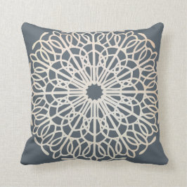 Vintages Shabby Chicdoily-Muster dunkelblau Kissen