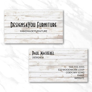 Vintages Shabby White Wood Visitenkarte