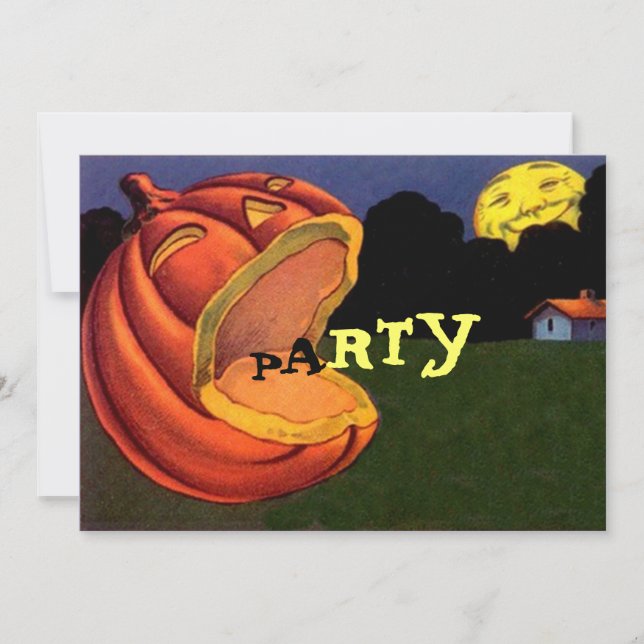 Vintages Shouting JOL Halloween-Party Einladung (Vorderseite)