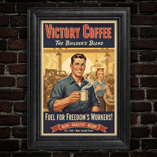 Vintages Siegesposter des Kaffeebauers Poster