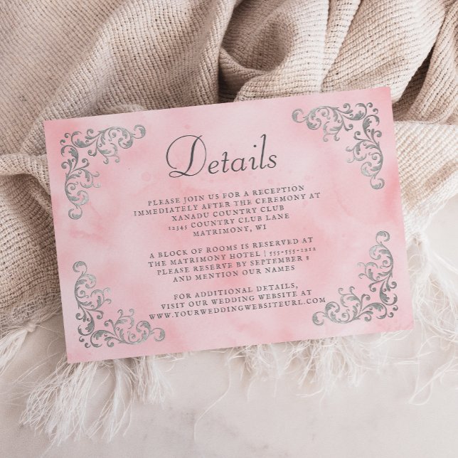 Vintages Silber Rosa Farbe Details Begleitkarte (Von Creator hochgeladen)