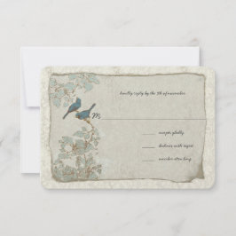 Vintages Silber und blaue Vogelschutzschildkröten, RSVP Karte