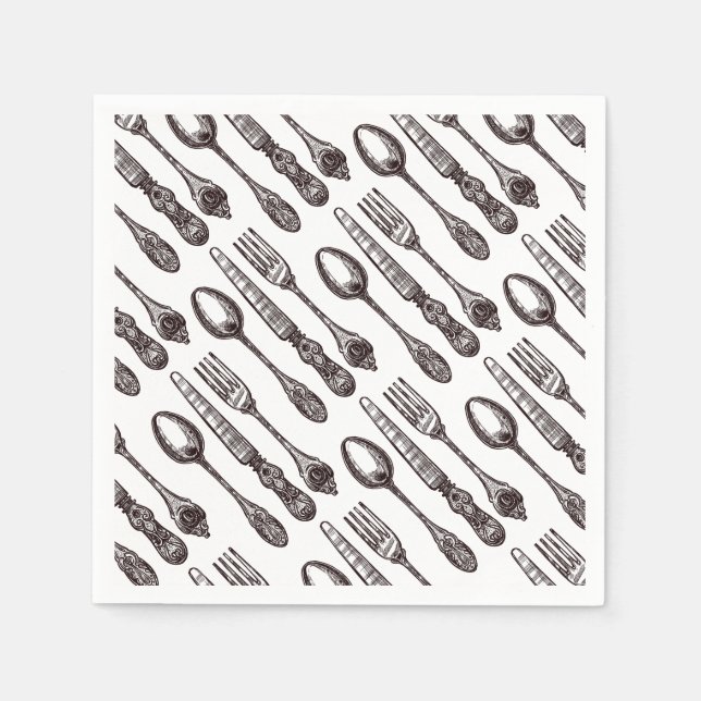 Vintages Silverware Verziert Artisan Classic Feins Serviette (Vorderseite)