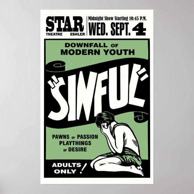 Vintages "Sinful" Movie Poster (Vorne)