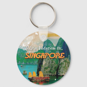 Vintages Singapore Vacation Poster. Schlüsselanhänger