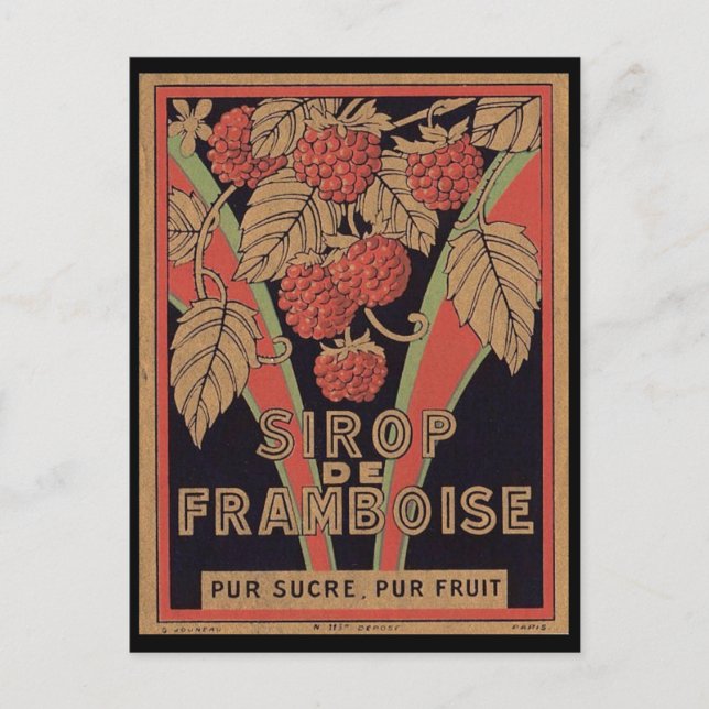 Vintages Sirop de Framboise Ad Postkarte (Vorderseite)