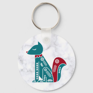 Vintages skandinavisches Eichhörnchen auf Marmor Schlüsselanhänger