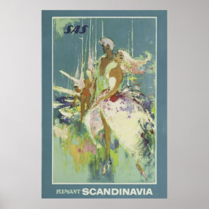 Vintages skandinavisches Reiseplakat, Retro Poster