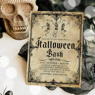 Vintages Skelett Erwachsene Halloween-Party Einladung