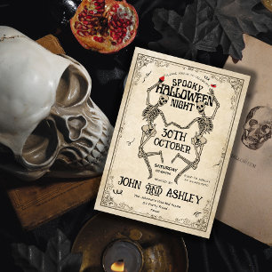Vintages Skelett gotisches Halloween-Party Einladung