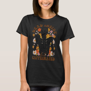 Vintages Skelett Halloween Inside, aber Caffein T-Shirt