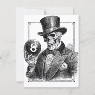 Vintages Skelett mit Top Hat und 8-Ball Postkarte