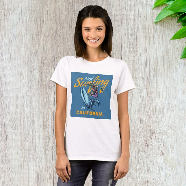 Vintages Skelett Surfen California Beach T-Shirt (Von Creator hochgeladen)