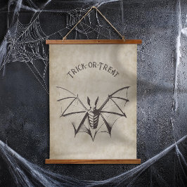 Vintages Skelettbast Halloween Wandteppich Mit Holzrahmen