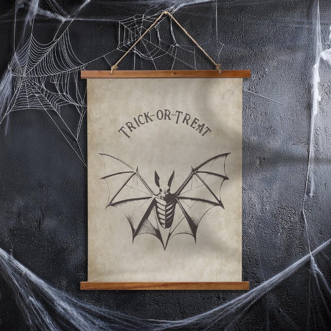 Vintages Skelettbast Halloween Wandteppich Mit Holzrahmen (Von Creator hochgeladen)