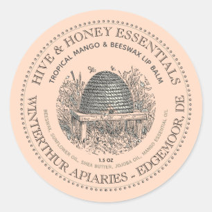 Vintages Skep Hive & Honey Essentials Apiary Label Runder Aufkleber