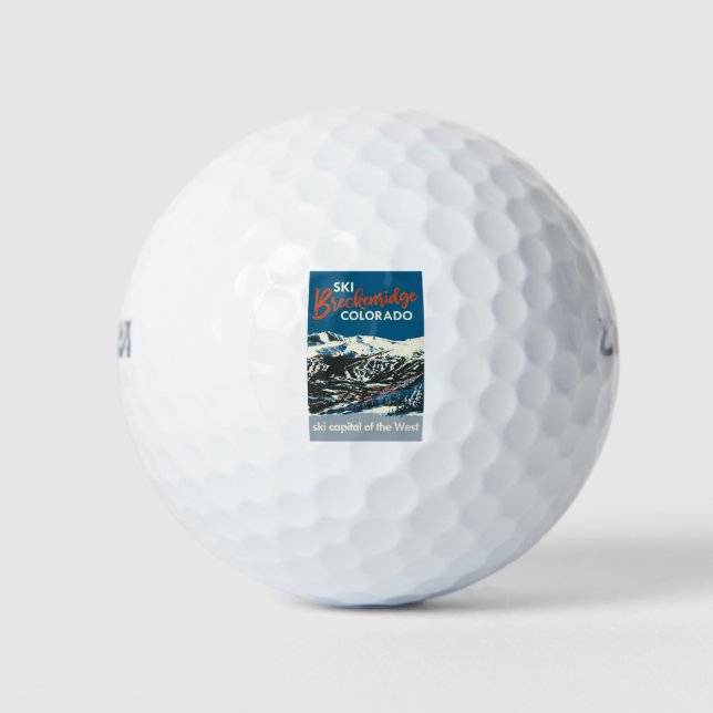 Vintages Ski BReckenridge Poster Blau Golfball (Vorderseite)