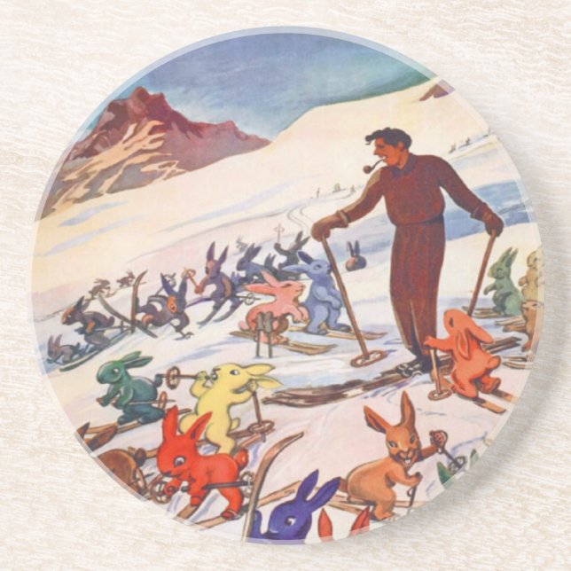 Vintages Ski-Plakat, Arlberg, St. Anton Getränkeuntersetzer (Vorne)