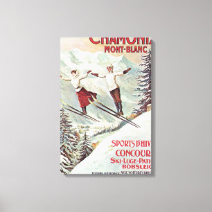 Vintages Ski-Plakat, Chamonix der Montblanc Leinwanddruck
