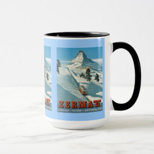 Vintages Ski-Plakat, die Schweiz, Zermatt, Tasse