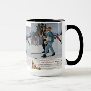 Vintages Ski-Plakat, Rheingold Bier Tasse