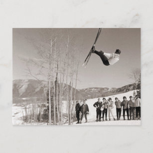 Vintages Skiabild, Skitouren Postkarte