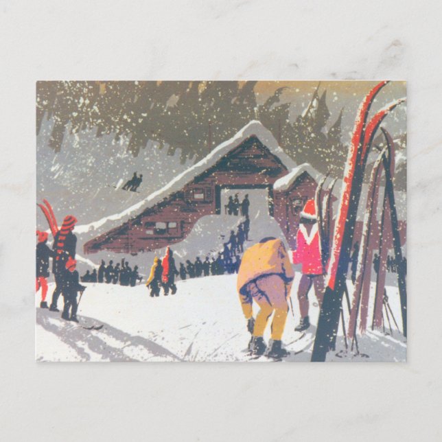 Vintages Skibild, wettbewerbsfähig Postkarte (Vorderseite)