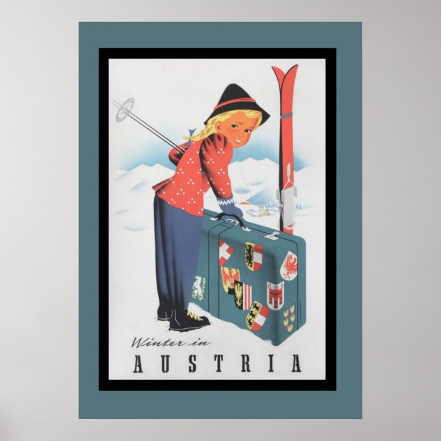 Vintages Skifahren in Austria Poster (Vorne)
