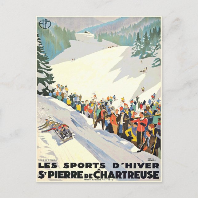 Vintages Skigebiet Postkarte aus der Schweiz (Vorderseite)