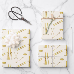 Vintages Skimuster Geschenkpapier Set