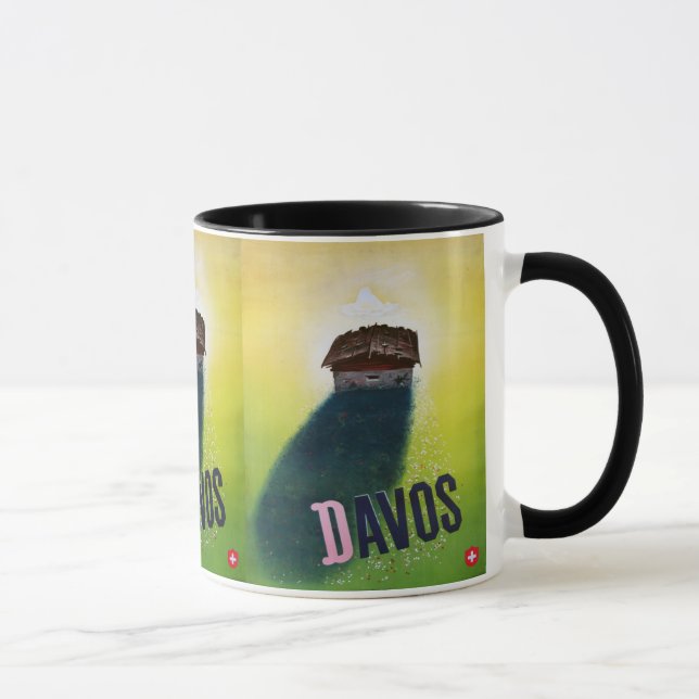 Vintages Skiplakat, Davos Tasse (Rechts)