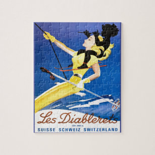 Vintages Skiplakat, Les Diablerets, die Schweiz