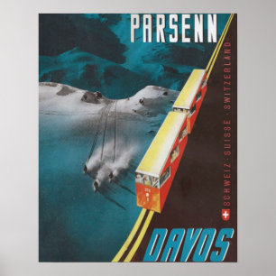 Vintages Skiplakat, Parsenn, Davos Poster