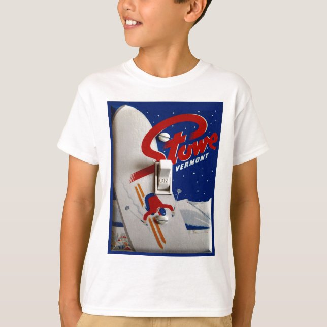 Vintages Skiplakat,    Stowe, Vermont T-Shirt (Vorderseite)