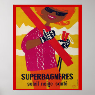Vintages Skiplakat, Superbagneres Poster