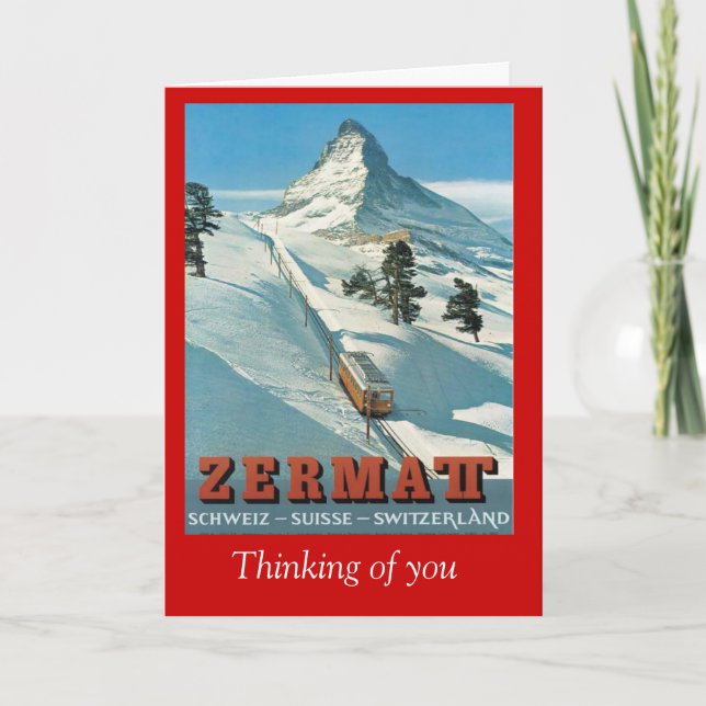 Vintages Skiplakat Zermat Karte (Vorderseite)