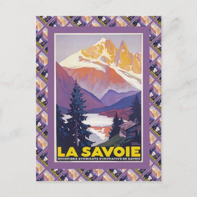 Vintages Skiposter, Frankreich, La Savoie, Postkarte (Vorderseite)