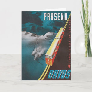 Vintages Skiposter, Parsen, Davos Karte