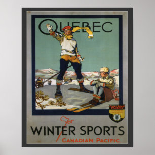 Vintages Skiposter, Quebec für Wintersport Poster