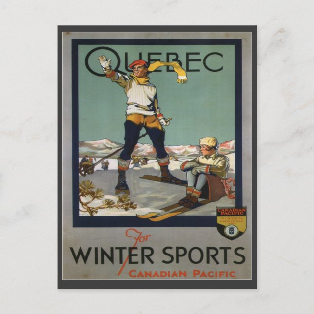 Vintages Skiposter, Quebec Postkarte (Vorderseite)