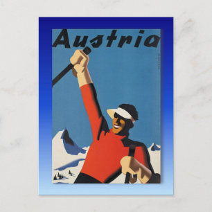 Vintages Skiposter, Ski Österreich Postkarte
