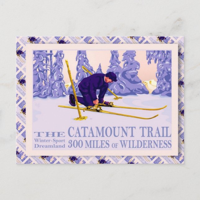 Vintages Skipposter, der Catamount Trail Postkarte (Vorderseite)