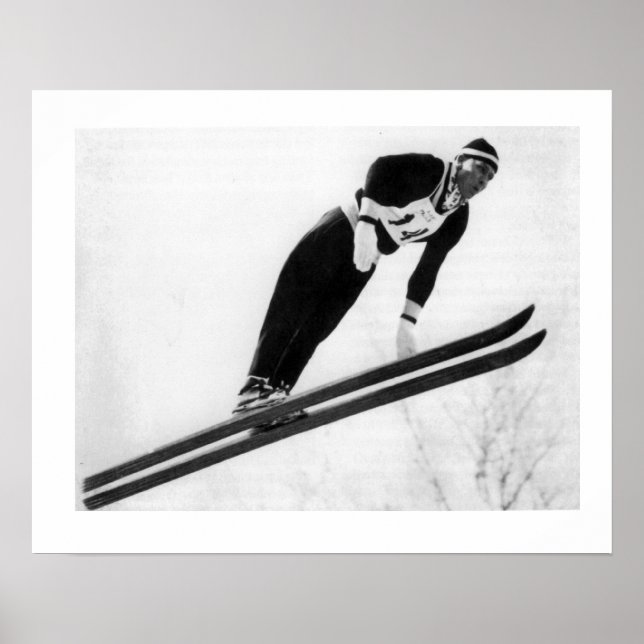 Vintages Skizentrum, Behalt Springen Poster (Vorne)
