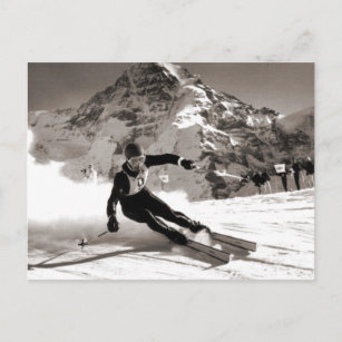Vintages Skizentrum, Lauberhorn-Rennen Postkarte