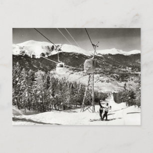 Vintages Skizentrum, Skilift Postkarte
