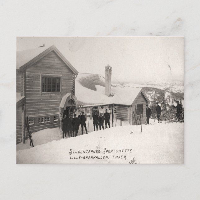 Vintages Skizentrum, Studentensportzentrum Postkarte (Vorderseite)