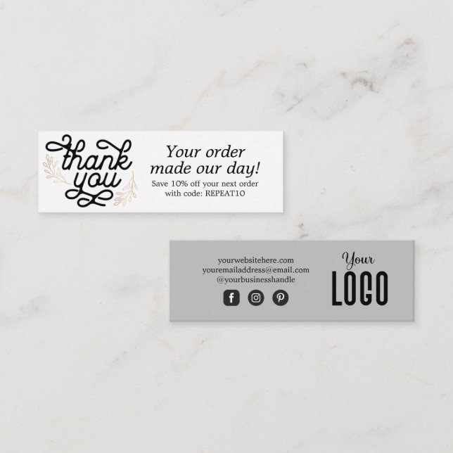 Vintages Skript benutzerdefinierte Bestellung Dank Mini Visitenkarte (Vorne/Hinten)
