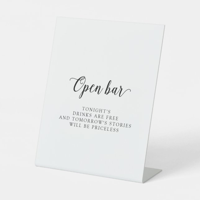 Vintages Skript Open Bar Sockelschild (Vorderseite)